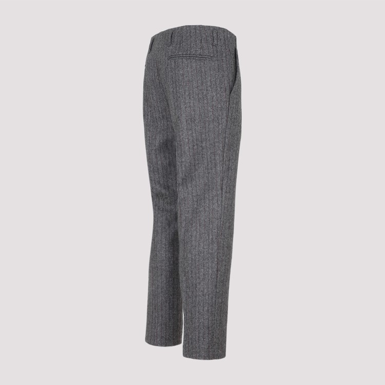 Dries Van Noten Wool Pinstriped Pants 4 Pockets In Grey