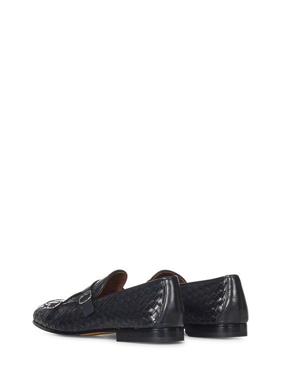 Shop Doucal's Blue Woven Leather Double-buckle Loafer