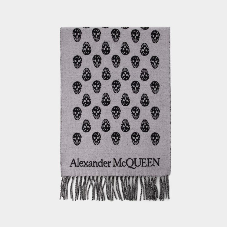 Alexander Mcqueen Scarf Ribbon Reverse In Grey