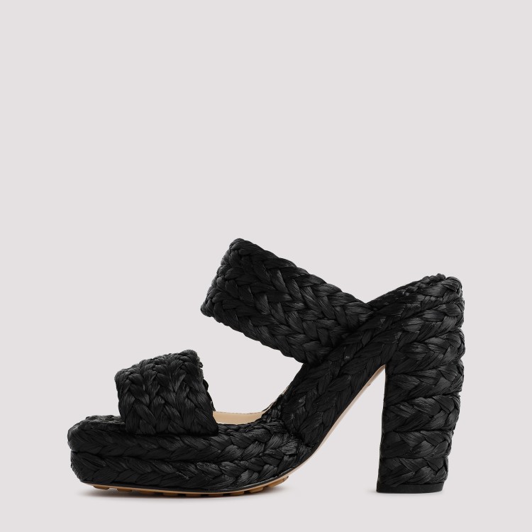 Shop Bottega Veneta Black Raffia Sandals