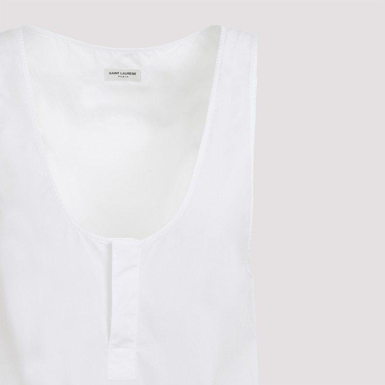 Saint Laurent Semi-sheer Henley Tank Top In White