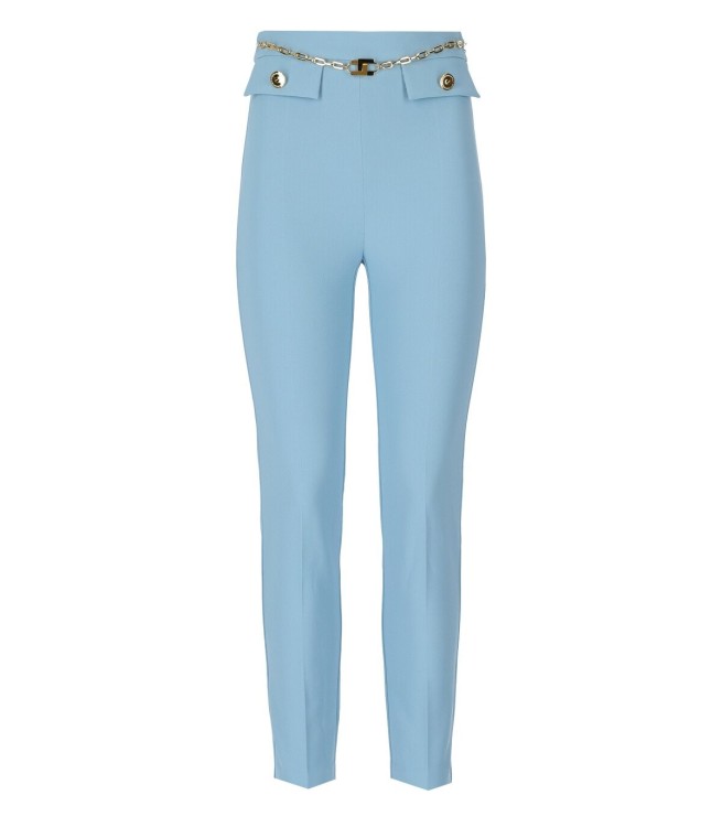 Elisabetta Franchi Sugar Paper Trousers With Chain In Blue