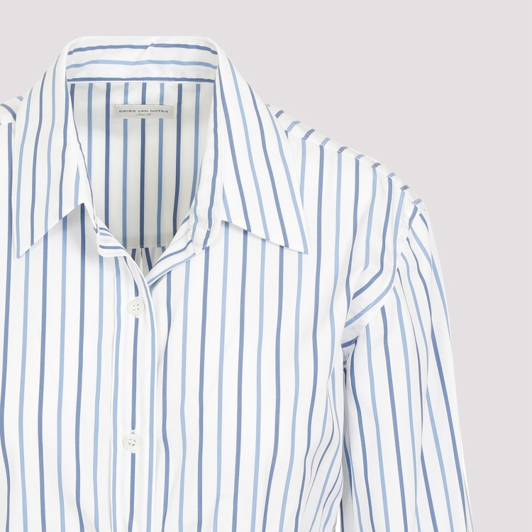 Dries Van Noten Light Blue Cotton Calbero Shirt In White