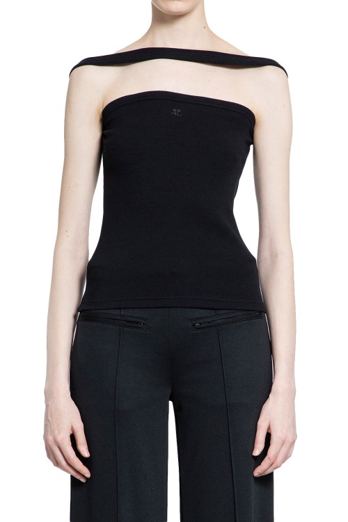 Courrèges Hyperbole Off-the-shoulder Ribbed Stretch-cotton Jersey Top In Black