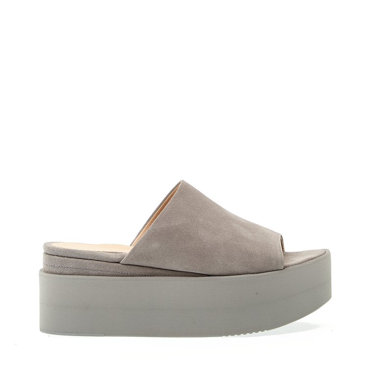 Paloma Barceló Extralight Gray Suede Wedge Slipper In Black