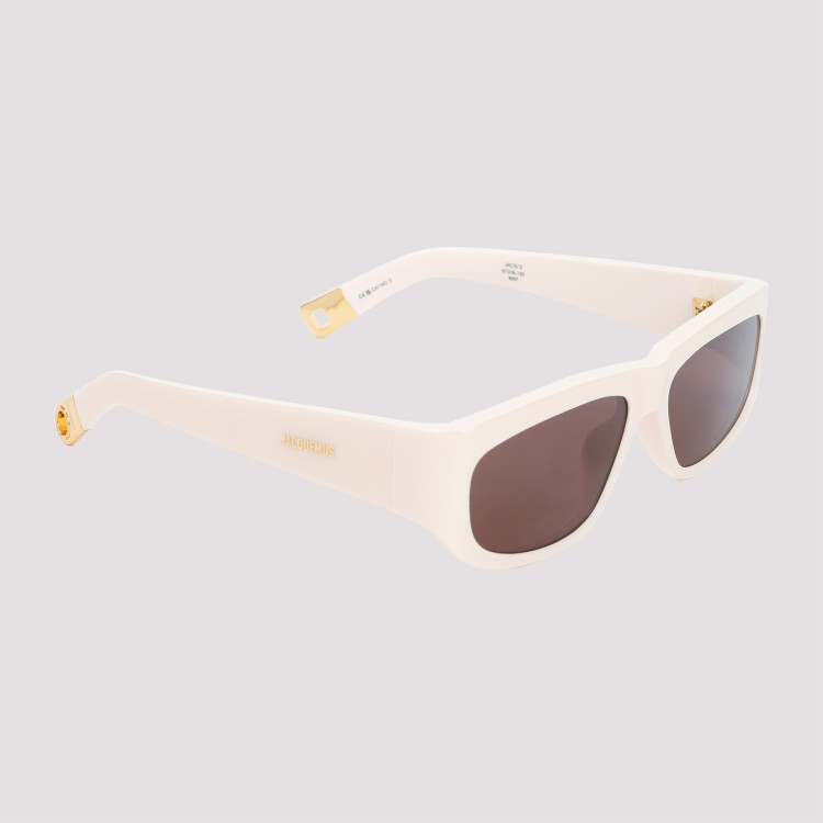 Jacquemus Cream Pilota Sunglasses In Neutrals