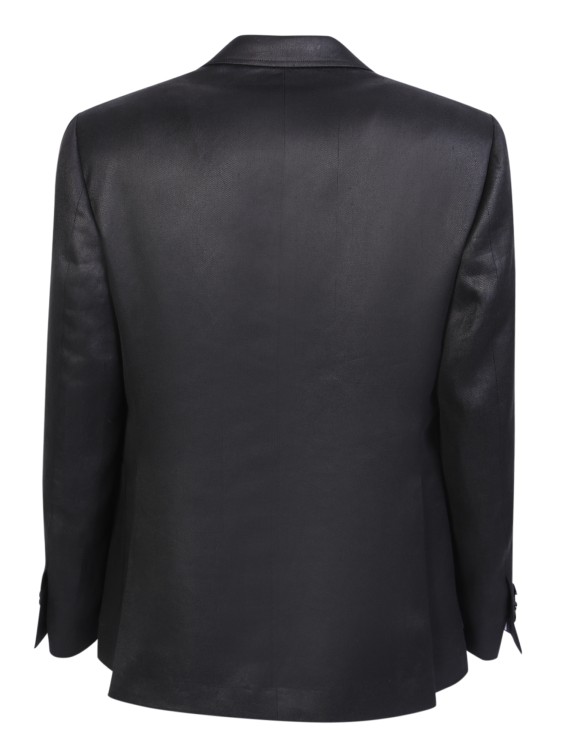 Shop Lardini Single-breasted Linen Blazer In Black