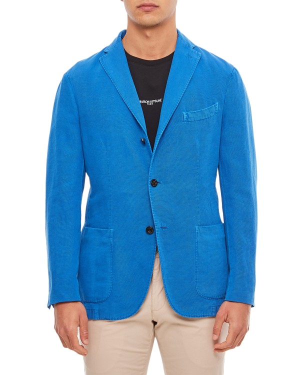 Shop Boglioli Single-breasted Jacket 2 Buttons In Cotton Canvas In Blue