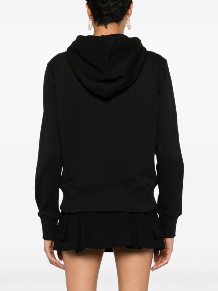 Versace Jeans Couture Black Zip-up Sweatshirt With Embroidered Logo In Black