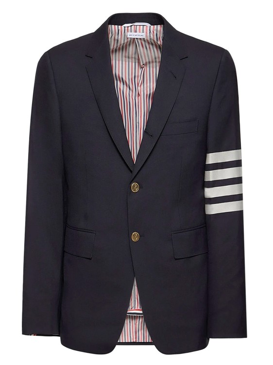 Shop Thom Browne Single-breasted Blazer With Gold Metal Buttons In Black