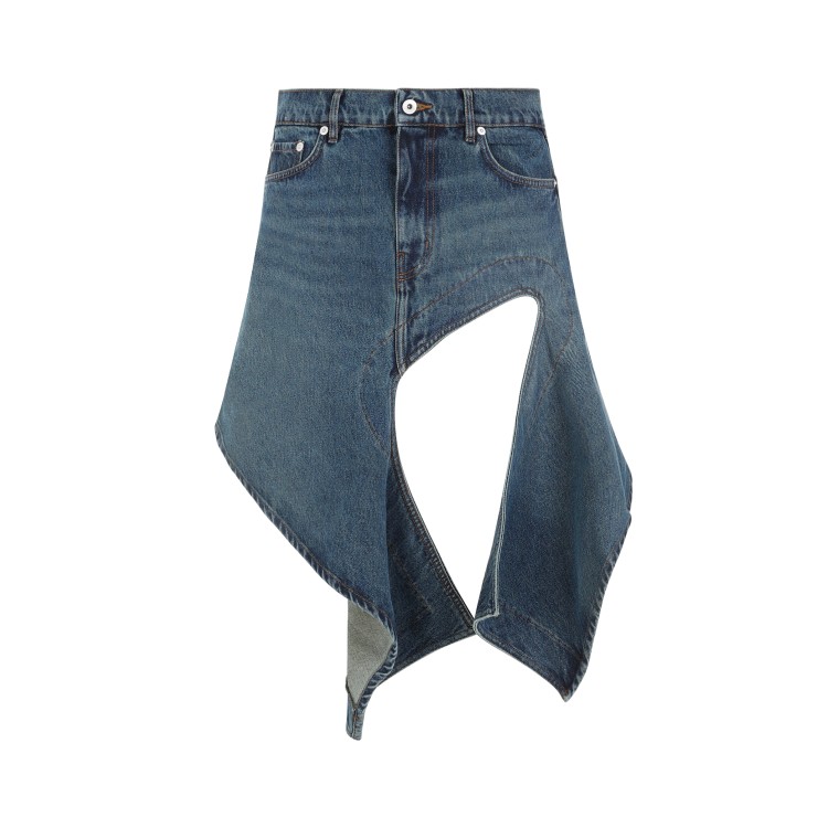 Y/project Evergreen Vintage Blue Organic Cotton Cut Out Denim Mini Skirt