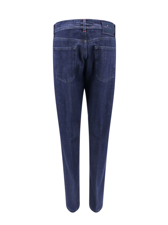 Shop Kiton Jerans With Iconic Logoed Buttons In Blue