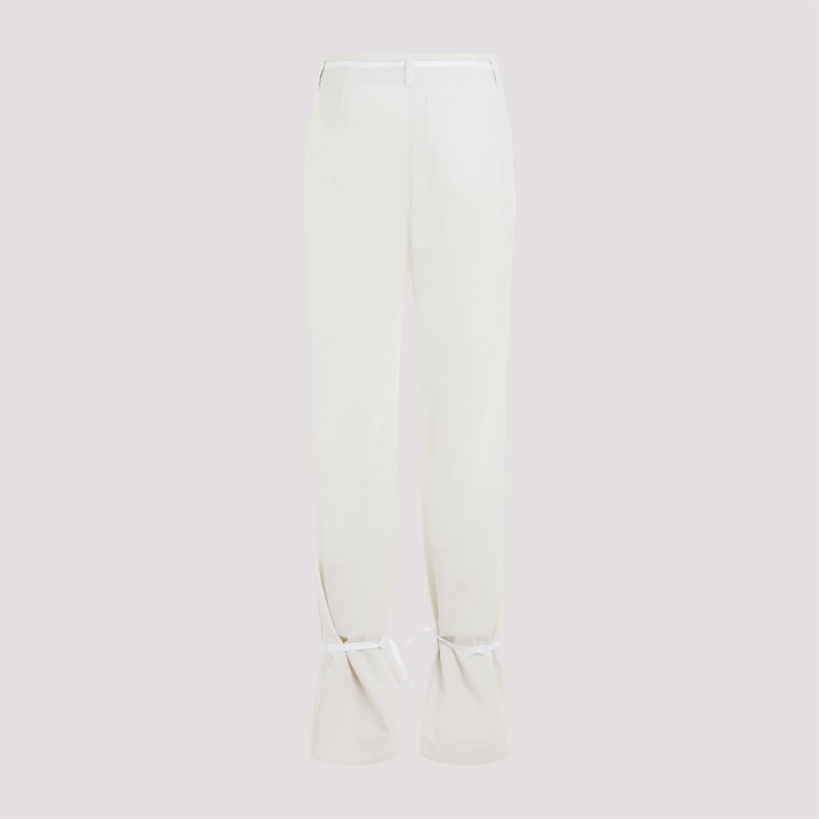 Shop Lemaire Chalk White Cotton Straight Pants