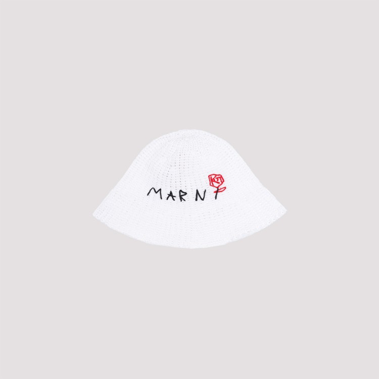 Shop Marni Crochet White Cotton Bucket Hat
