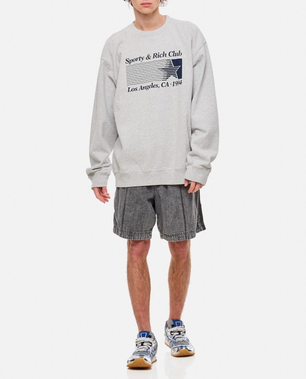 Shop Sporty And Rich Starter Crewneck Sweatshirt In Grey
