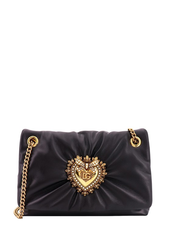 Shop Dolce & Gabbana Padded Leather Shoulder Bag With Jewel Detail In Black