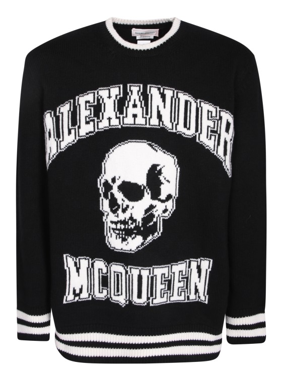 Shop Alexander Mcqueen Black Wool Pullover With Skull Print