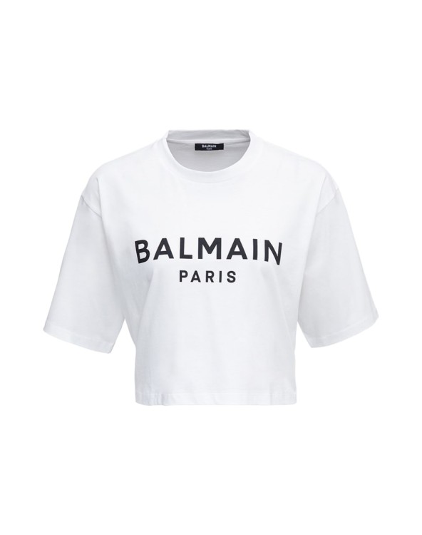 Shop Balmain Pure Cotton T-shirt In White