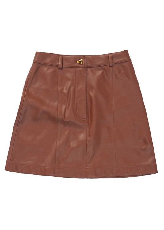 Aeron Rudens - Leather Mini Skirt In Brown