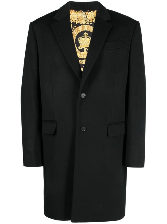 Shop Versace Black Barocco Coat