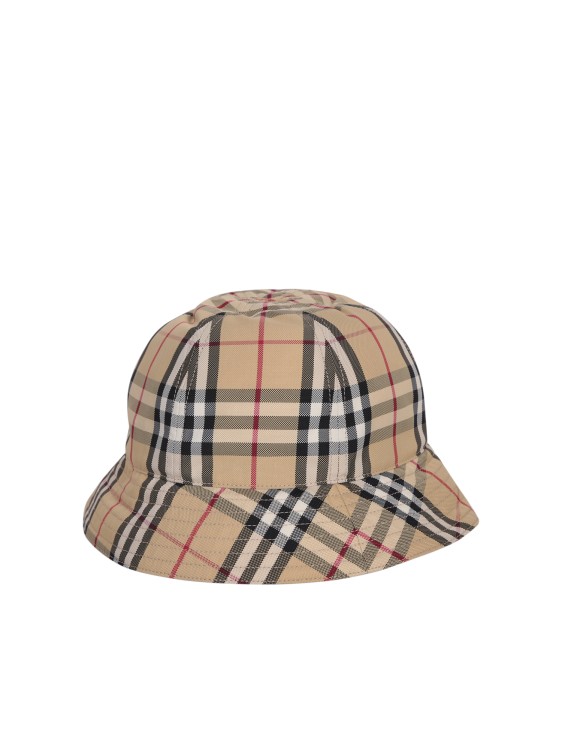 BURBERRY BEIGE BUCKET HATS WITH HOUSE-CHECK PRINT