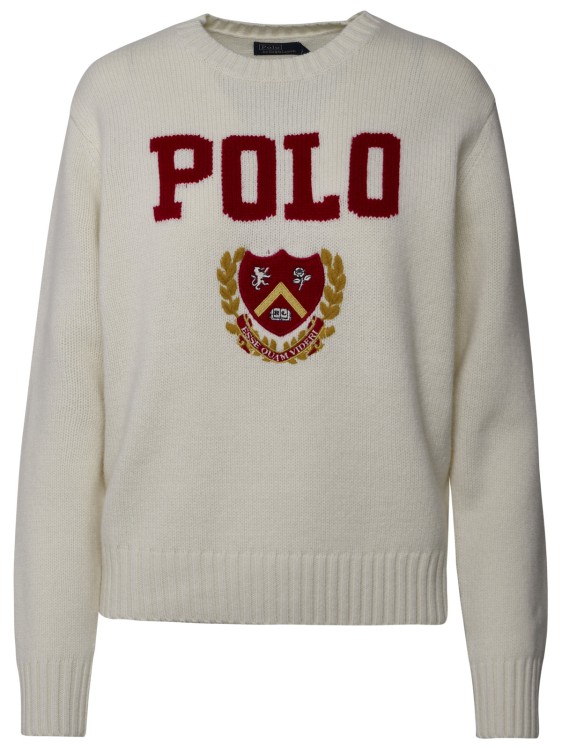 Shop Polo Ralph Lauren Cream Wool Sweater In Grey