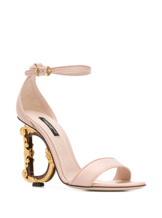 Dolce & Gabbana Logo Open-toed High-heeled Sandals In Pink