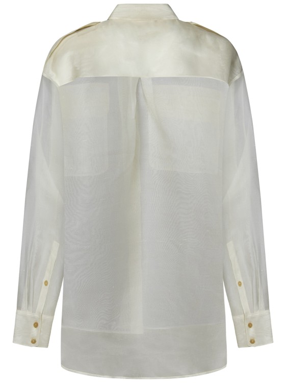 Shop Khaite Ny Oversized Bone-colored Silk Georgette Shirt In White