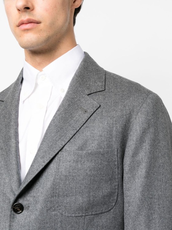 Shop Brunello Cucinelli Single-breasted Wool Blazer In Grey