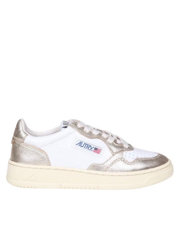 Autry Medalist Low Metallic Leather Sneakers In White