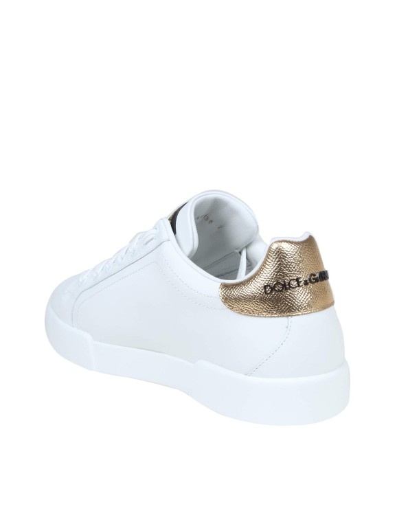 Shop Dolce & Gabbana Portofino Sneakers In Leather With Side Crown Logo In Silver