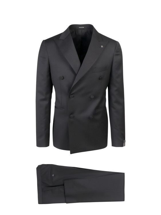 Shop Tagliatore Wool Smoking Suit In Black