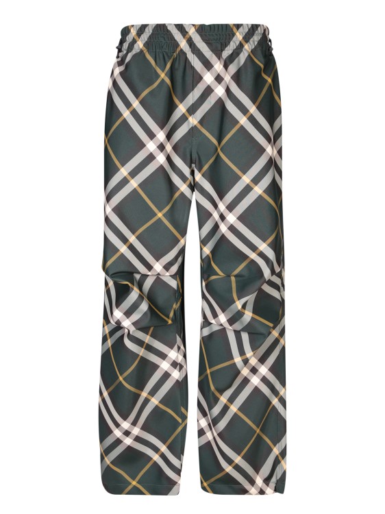 Burberry Men's Check Pattern Trousers With Elastic Waist And Drawstring In Green