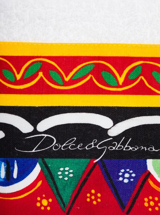 Shop Dolce & Gabbana Set Of 5 Multicolor Towels With Carretto Siciliano Print In Cotton In Not Applicable