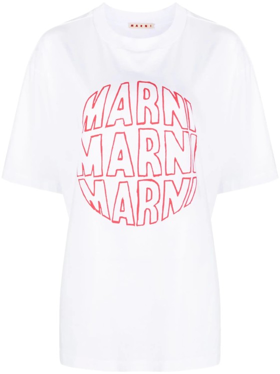 Shop Marni White Logo T-shirt