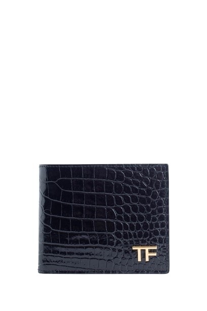 Tom Ford Black Croc-embossed Bifold Wallet
