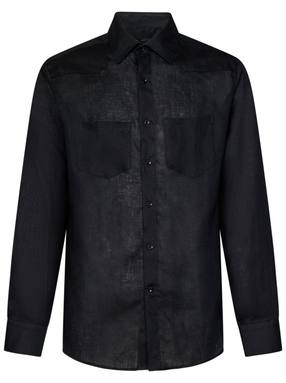 Low Brand Black Linen Shirt