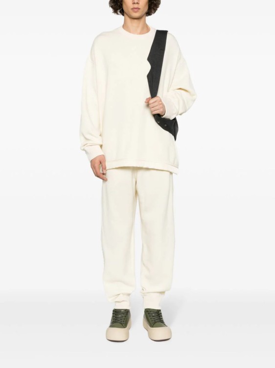 Shop Jil Sander Crewneck Beige Sweatshirt In White