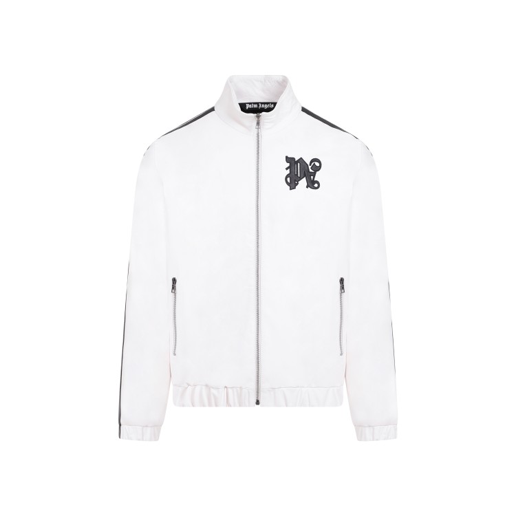 Shop Palm Angels Monogram Off White Leather Jacket