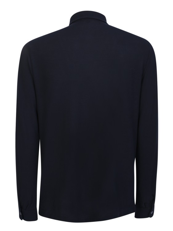 Shop Zanone Blue Long-sleeved Polo Shirt In Black