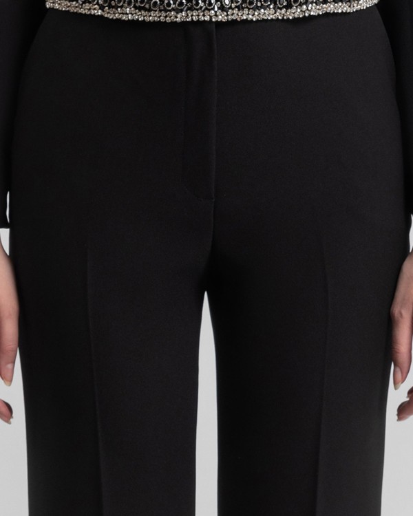 Shop Gemy Maalouf Straight-cut Crepe Pants - Pants In Black