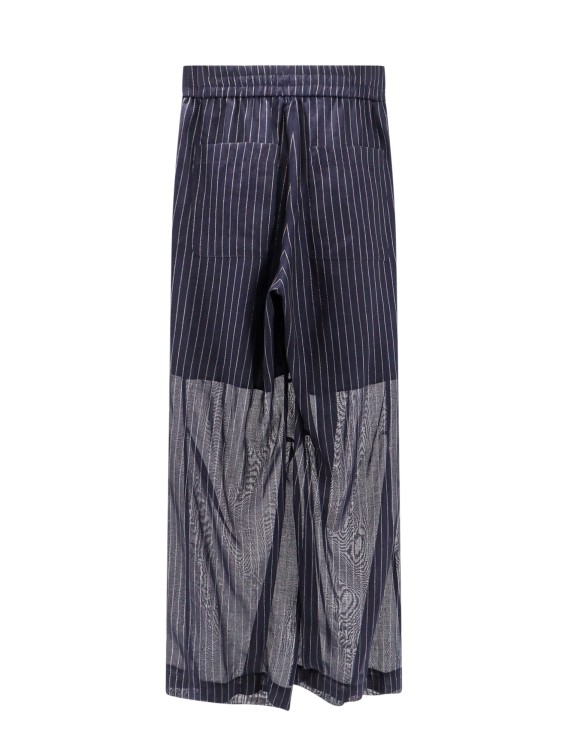 Shop Brunello Cucinelli Cotton Trouser With Lurex Striped Motif In Blue