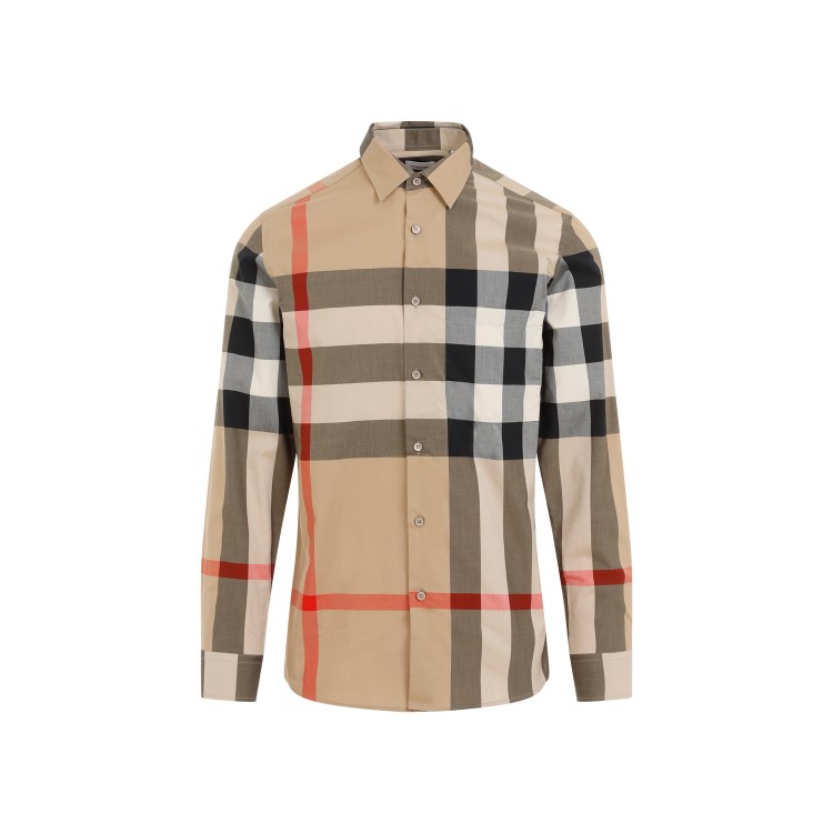 Shop Burberry Archive Beige Check Cotton Shirt In Brown
