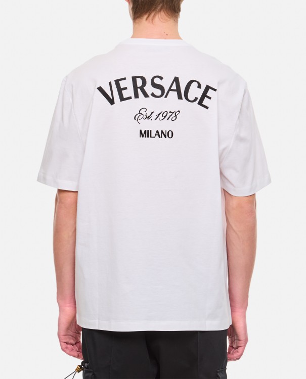 Shop Versace Milano T-shirt Jersey Fabric In White