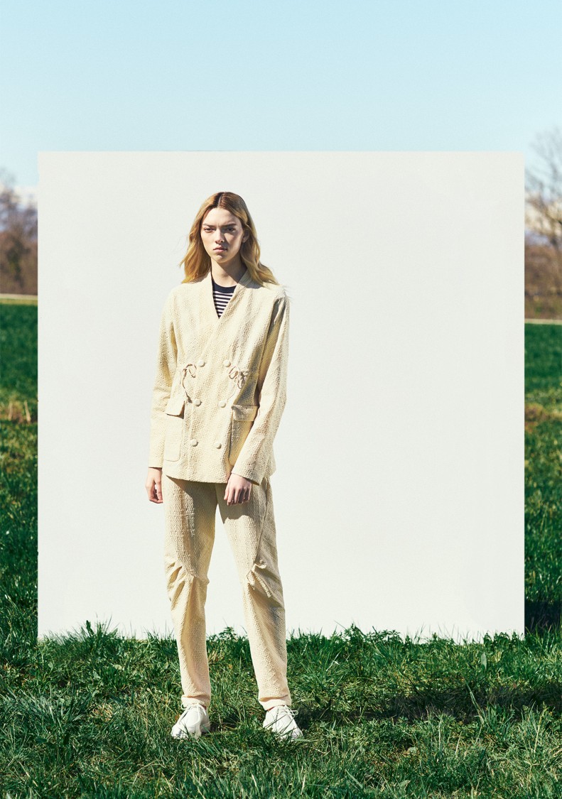 Takaturna Double-breasted Kinetic Jacket In Neutrals