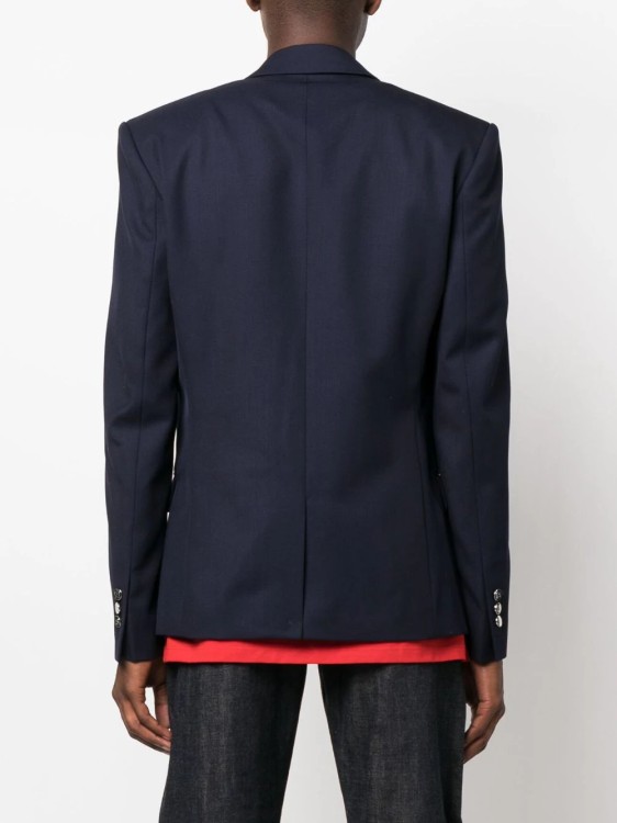 Shop Balmain Navy Blue 6-button Jacket In Black