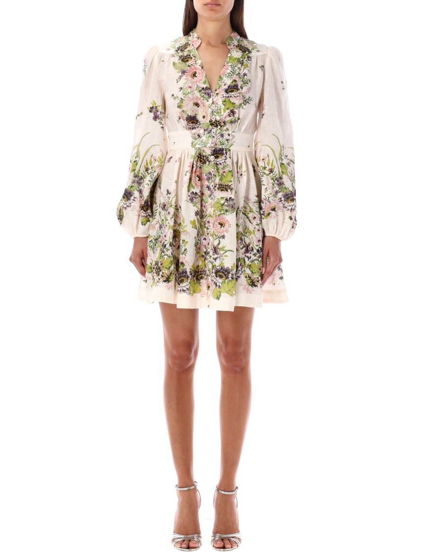 Shop Zimmermann Halliday Mini Dress In Neutrals