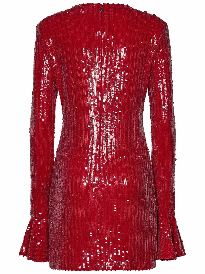 Rotate Birger Christensen Red Mini Backless Dress With All-over Sequins In Red