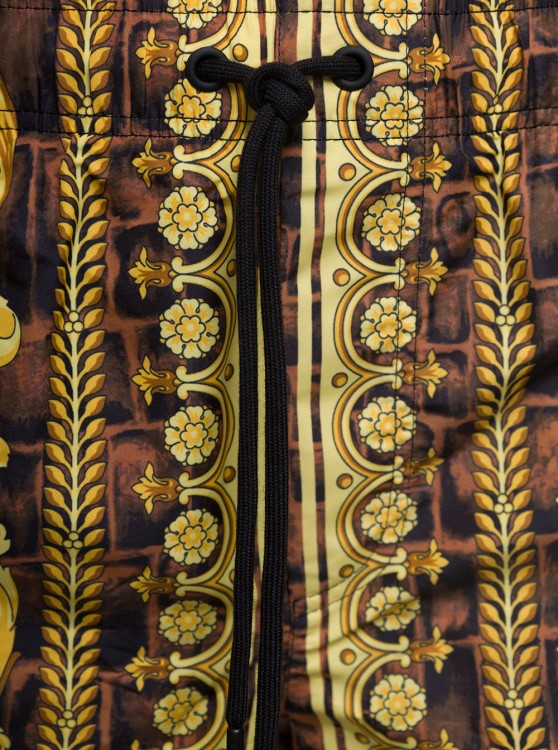 Shop Versace Shorts Baroccodile In Brown