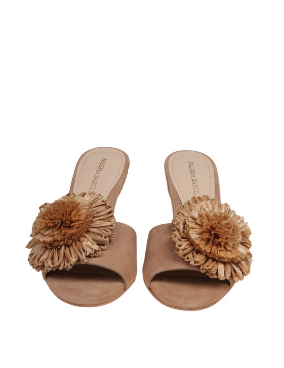 Shop Paloma Barceló Akira Mules In Suede With Raffia Bow In Brown